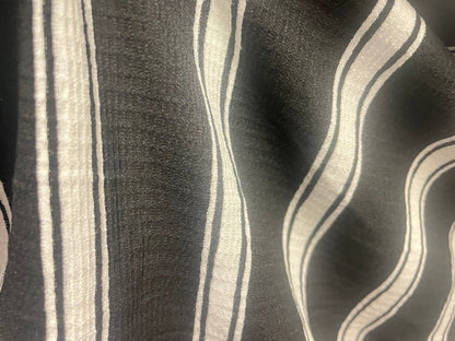 Textured Striped Cotton Jersey - Black & White