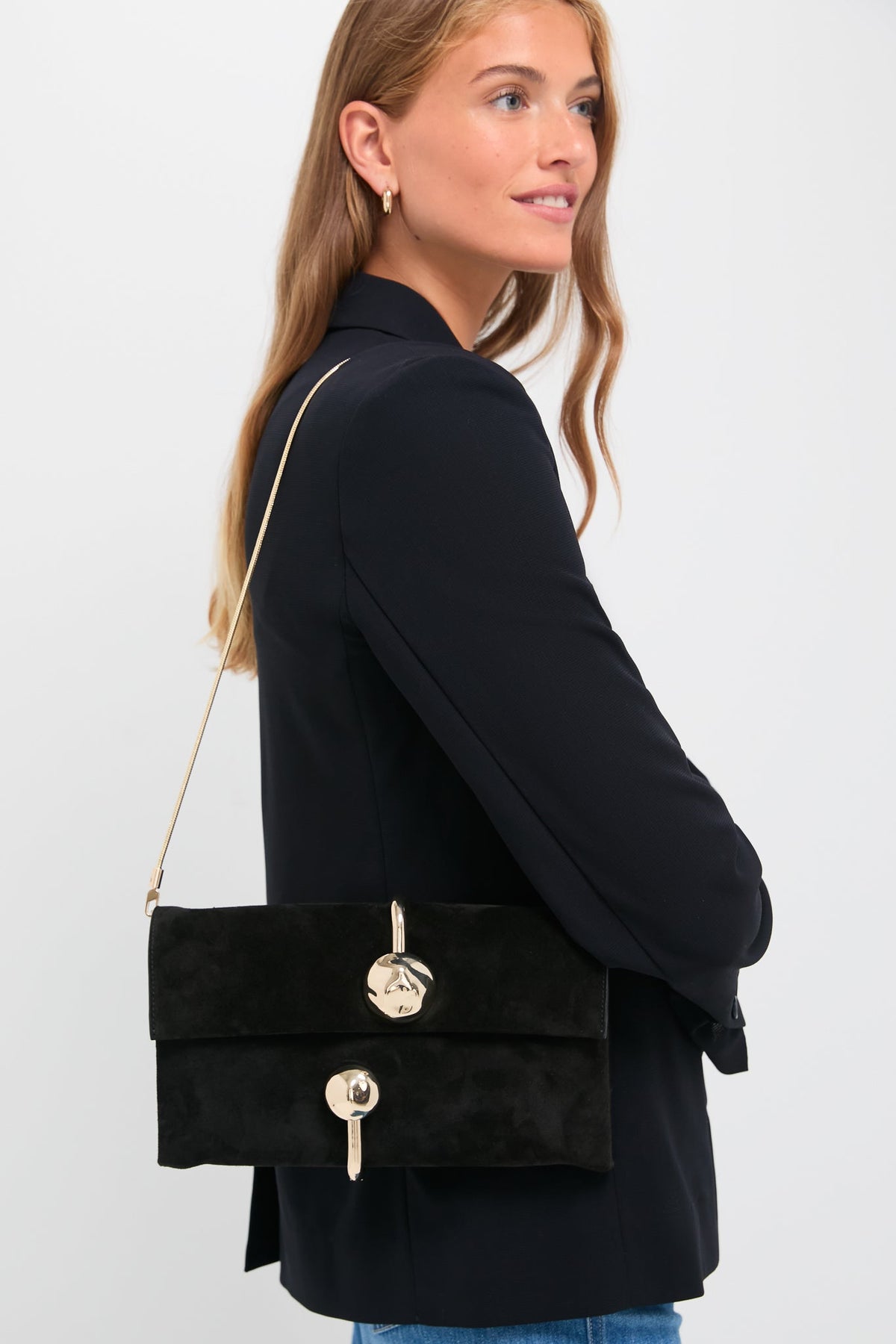 Black Amaya Suede Clutch