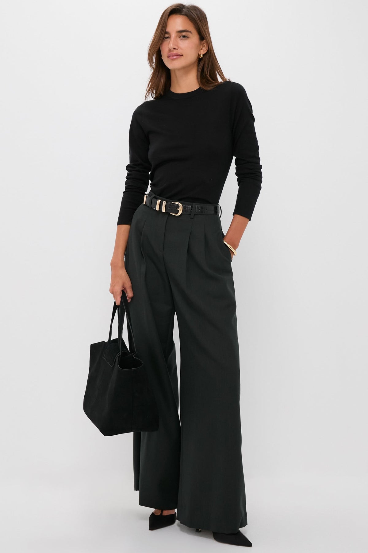 Black Cashmere Silk Long Sleeve Katie Tee
