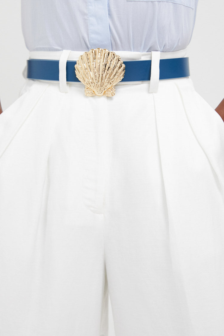 Atlantic Navy and Chambray Reversible Leather Belt