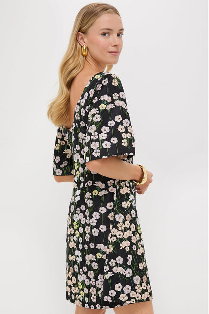 Black Buttercups Short Manou Dress