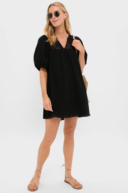 Black Crochet Diana Mini Dress