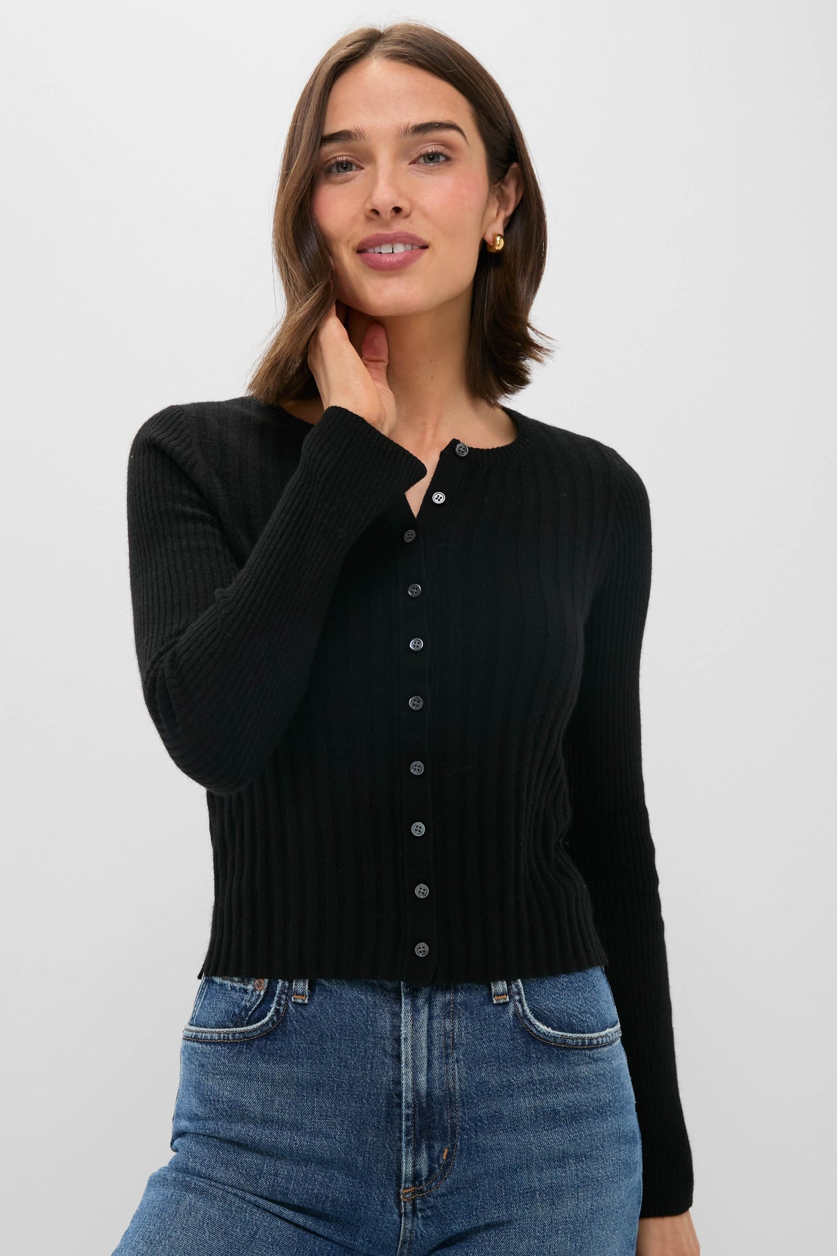 Black Kristin Ribbed Cardigan