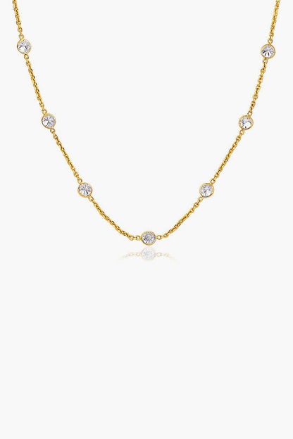 14k Gold CZ Long Links Necklace