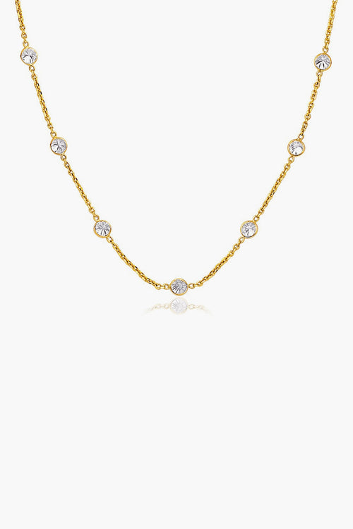 14k Gold CZ Long Links Necklace
